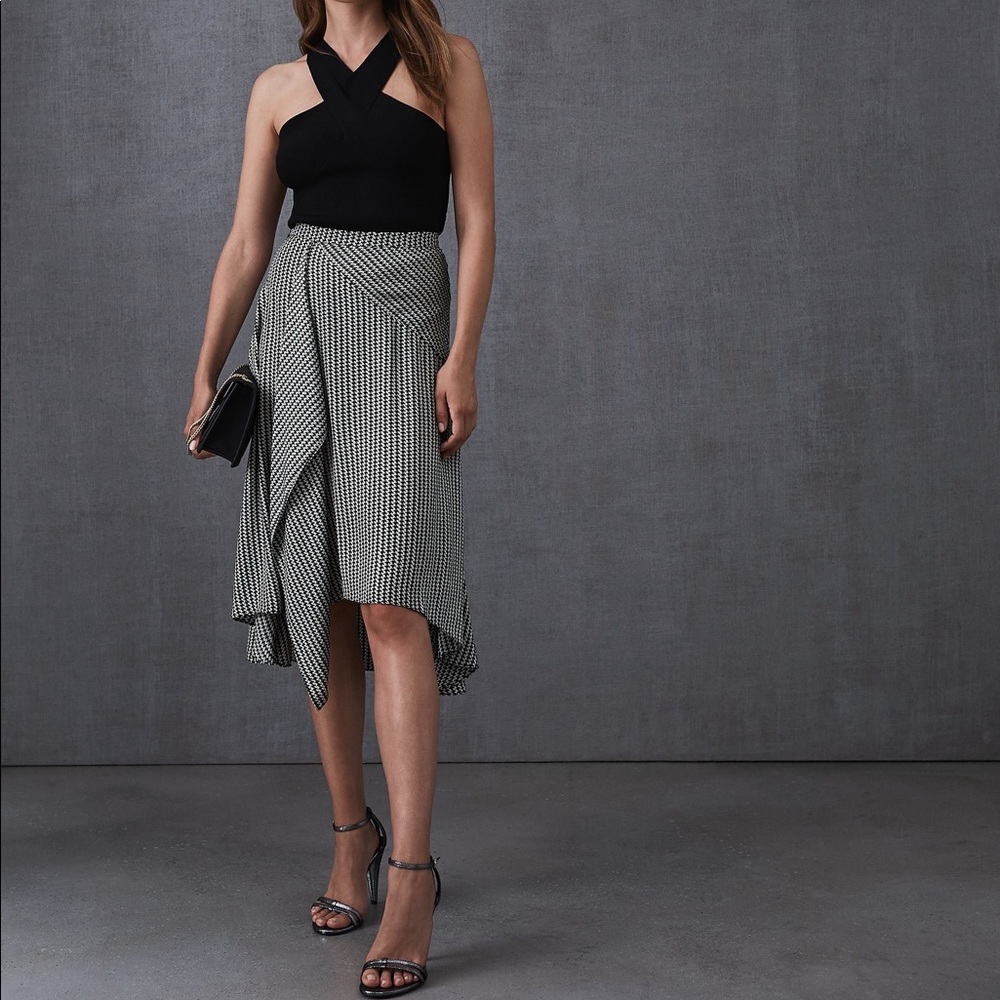 Reiss Houndstooth Print Skirt